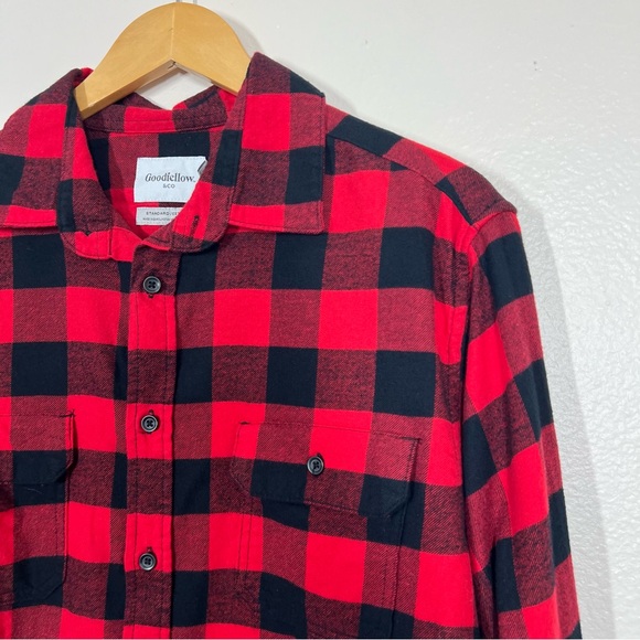NWT Goodfellow Red Buffalo Check Plaid Long Sleeve Button Down Shirt - Picture 3 of 12